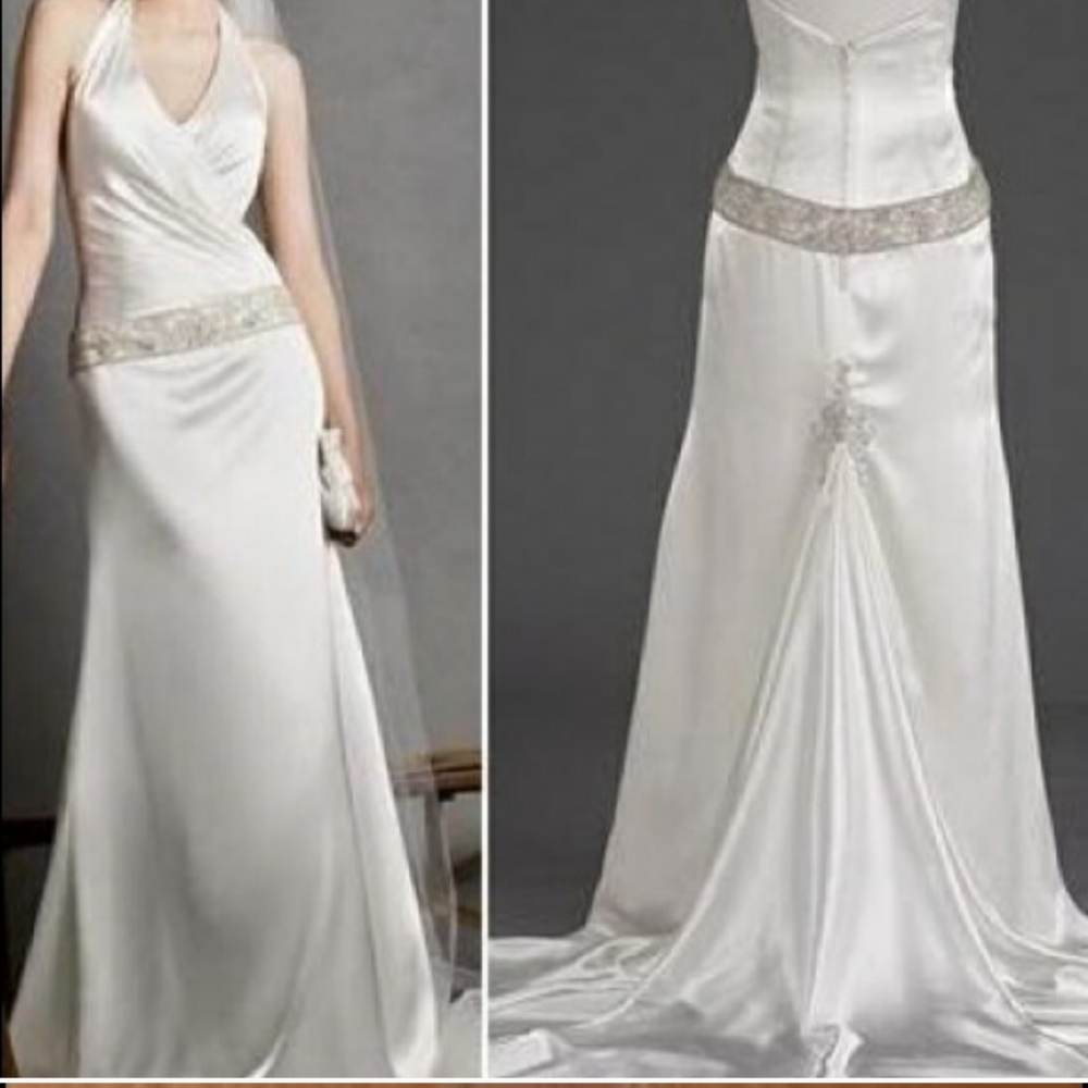 Galina beaded ivory halter wedding dress